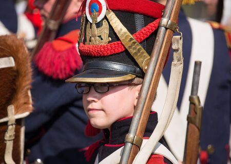 Borodino village, Moscow region Russia - 02.09.2018: The reconstruction of the Battle of Borodino in 1812 between Russian and French forces.のeditorial素材