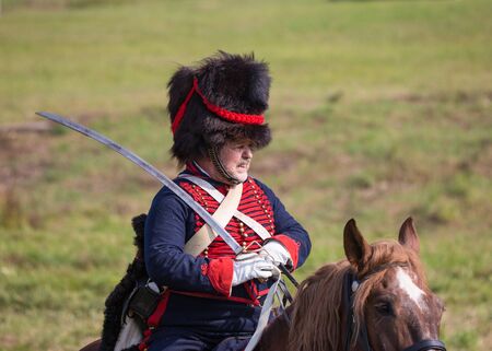 Borodino village, Moscow region Russia - 02.09.2018: The reconstruction of the Battle of Borodino in...