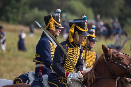 Borodino village, Moscow region Russia - 02.09.2018: The reconstruction of the Battle of Borodino in 1812 between Russian and French forces.のeditorial素材