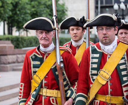 Moscow, Russia - 12 June 2019: Portraits of characters historical reconstruction in beautiful historical and authentic costumes at the festival Times and Epochs in Moscow.のeditorial素材