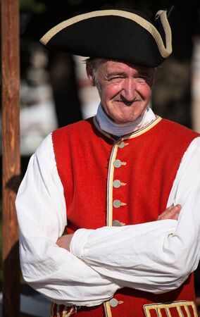 Moscow, Russia - 12 June 2019: Portraits of characters historical reconstruction in beautiful...