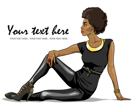 Portrait of beautiful black womanのイラスト素材