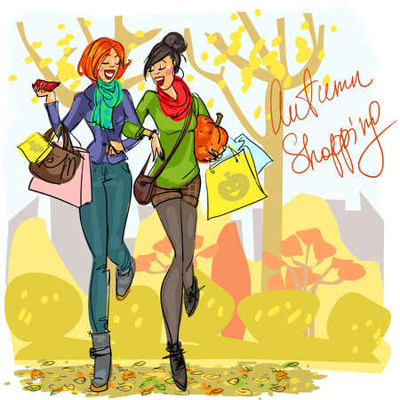 Pretty fashionable womenのイラスト素材