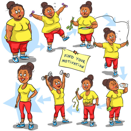 Woman achieving her Weight-Loss goal.のイラスト素材