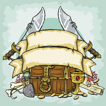 Pirate design, illustrations with space for text, isolatedのイラスト素材