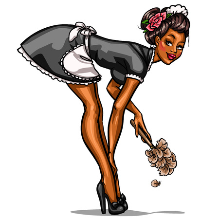 Pin Up cleaning girl isolated on whiteのイラスト素材