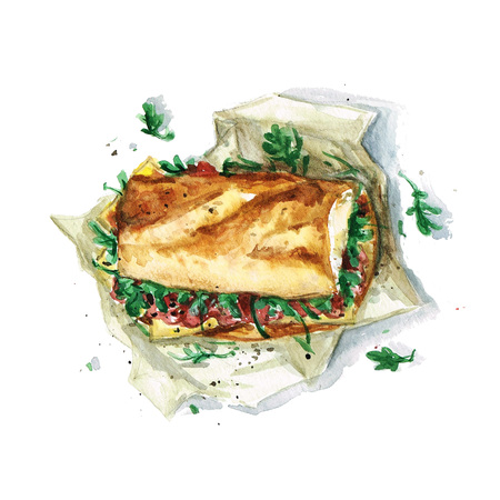 Sandwich - Watercolor Food Collectionの写真素材