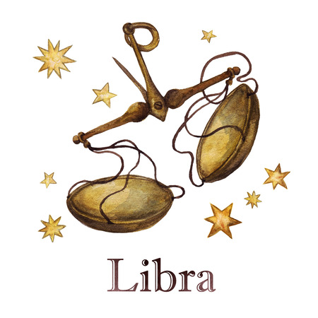 Zodiac sign - Libra. Watercolor Illustration. Isolated.の写真素材