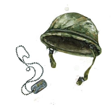 Soldier Hat. Watercolor Illustration.の写真素材