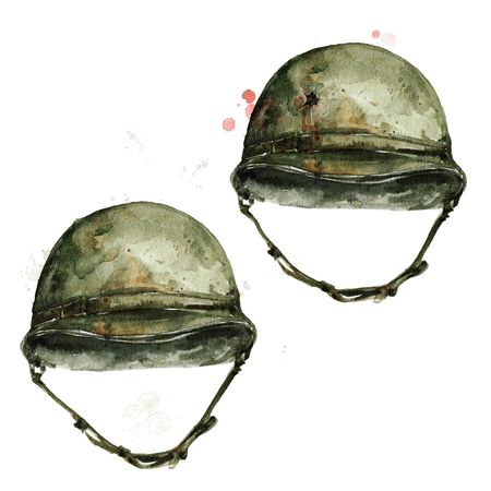 Soldier Hat. Watercolor Illustration.の写真素材