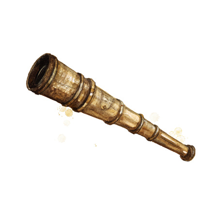 Spy Glass. Watercolor Illustration.の写真素材