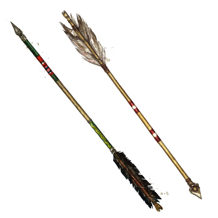 Indian Arrows. Watercolor Illustration.