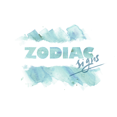 Zodiac - Writing on white background. Watercolor Illustrationの写真素材
