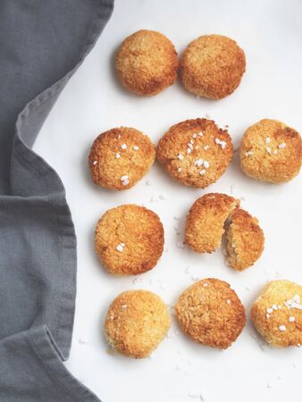Delicious just baked homemade coconut biscuits.の写真素材