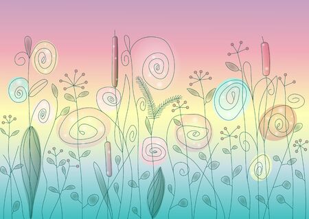 Wild flowers and herbs abstractのイラスト素材