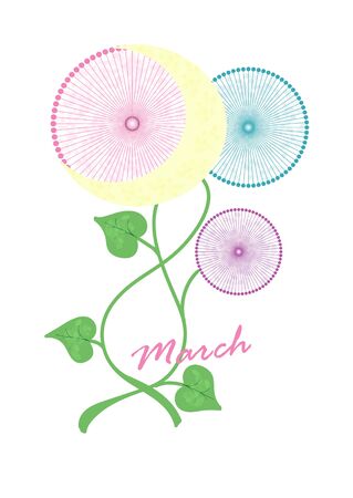 Abstract dandelions colored and moon.のイラスト素材