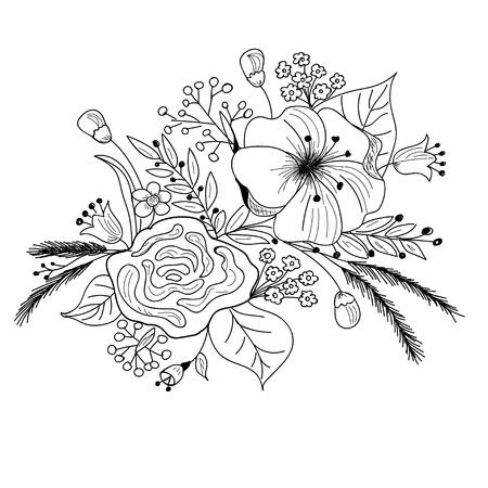 pattern flower bouquet black and whiteの写真素材