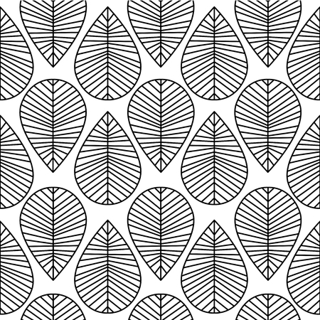 leaves seamless pattern black and whiteのイラスト素材