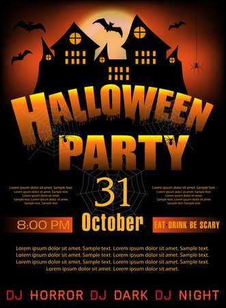 Halloween background template invitation to party or poster and banner. Vector illustration.のイラスト素材