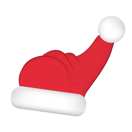 Cartoon Santa Claus hat isolated on white background. Vector illustration.のイラスト素材