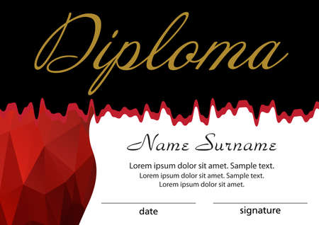 Diploma or certificate template. Winning the competition. Reward. Vector illustration.のイラスト素材