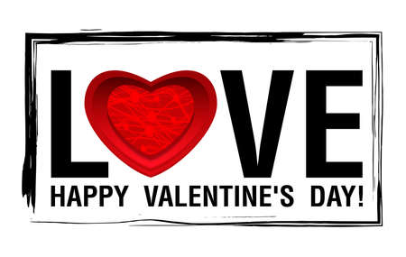 Happy Valentine's Day greeting banner. Love with hearts. Vector illustration.のイラスト素材