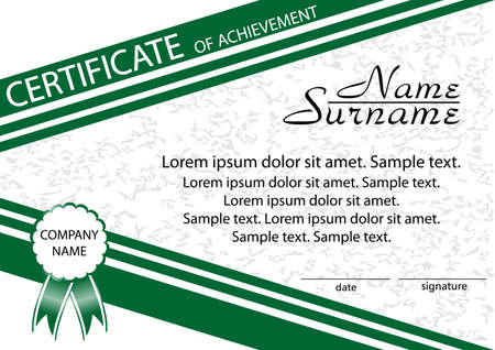 Template certificate of achievement. Winning the competition. Reward. Vector illustration.のイラスト素材