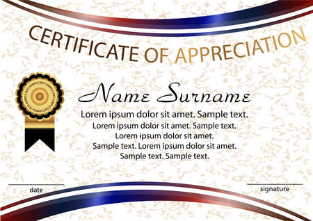 Template certificate of appreciation. Elegant background. Winning the competition. Reward. Vector illustration.のイラスト素材