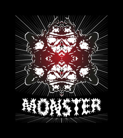 Face monsters T shirt graphic design. Vector illustration.のイラスト素材
