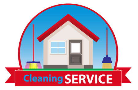 Clean house. Banner for advertising service cleaning. Vector illustration.のイラスト素材