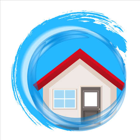 House in the water cycle. Splash. Icon cleaning service. Vector illustration.のイラスト素材