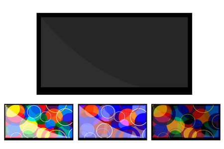 A flat-screen TV. The modern design. Set. Vector illustration.のイラスト素材
