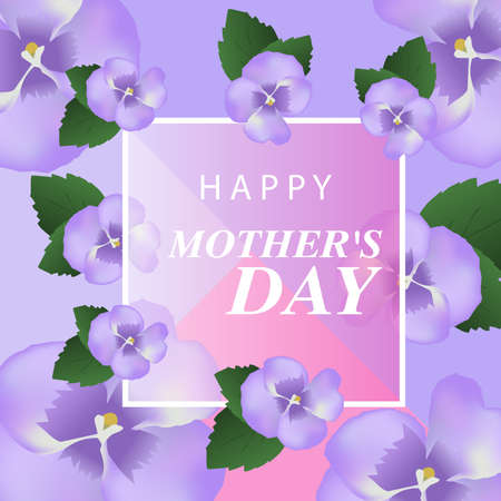 Happy Mother's Day. Elegant background with purple flowers. Vector illustration.のイラスト素材