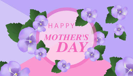 Happy Mother's Day. Lovely Greeting Card with purple flowers. Vector illustration.のイラスト素材
