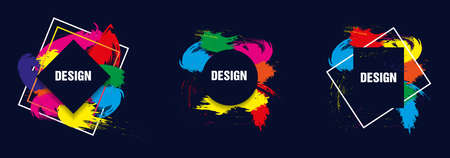 Modern frame for text. Dynamic geometric colorful design elements for a flyer, business cards, brochures, presentations, etc. Vector illustration.のイラスト素材