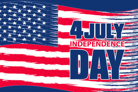 Background with USA flag for independence day on 4 July. Vector illustration.