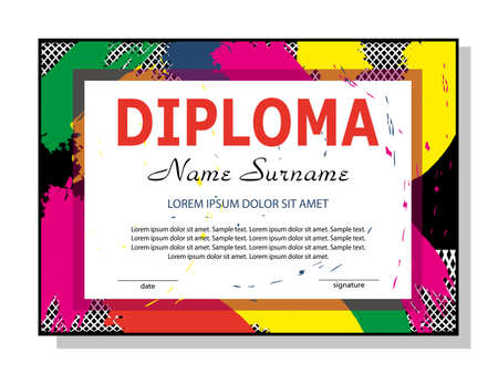 Template diploma or certificate. Modern colorful design. Vector illustration.のイラスト素材
