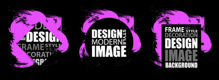 Modern frame for text. Dynamic purple design elements. Vector illustration.のイラスト素材