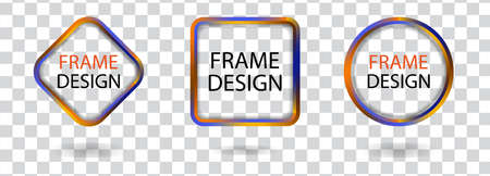 Set geometric frames on a transparent background. Decorative modern design elements. Vector illustration.のイラスト素材