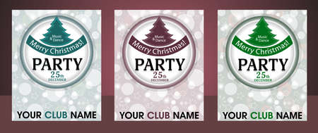 Set template Christmas party invitation background with circle and fur-tree.のイラスト素材