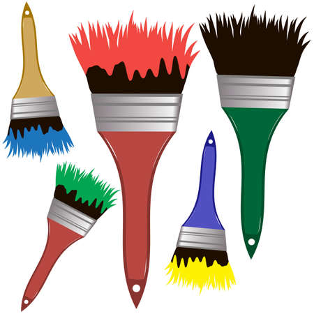Set of vector brushes to paint. Brushes for building. Brushes for repair. Brushes painter. Vector illustration.のイラスト素材