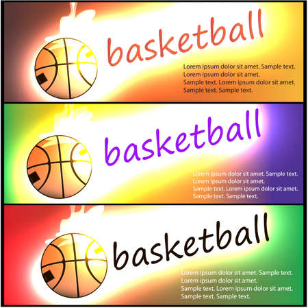 Set of basketball banners. The ball flies. Vector illustration.のイラスト素材
