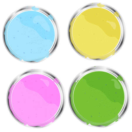 Paint cans, a top view. Containers of paint. Vector illustration.のイラスト素材