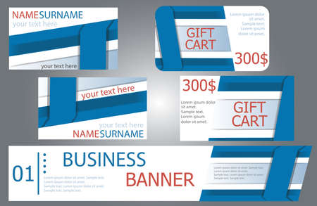 Templates banner design, gift cards, business cards. Set. Vector illustration.のイラスト素材