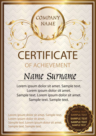 Certificate or diploma template. Award winner. Winning the competition. Vector illustration. A4 size.のイラスト素材