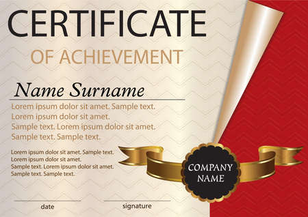 Certificate or diploma template. Award winner. Winning the competition. Vector illustration. A4 size.のイラスト素材