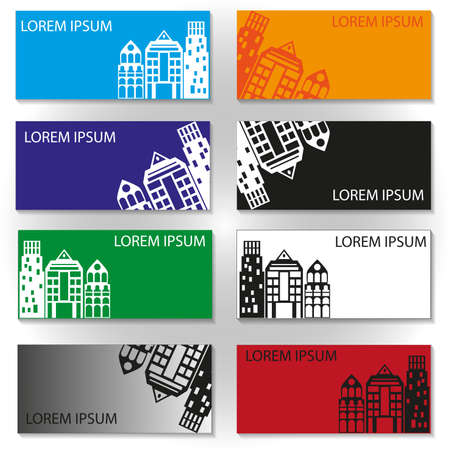 Set of building design. City background. Vector illustration.のイラスト素材