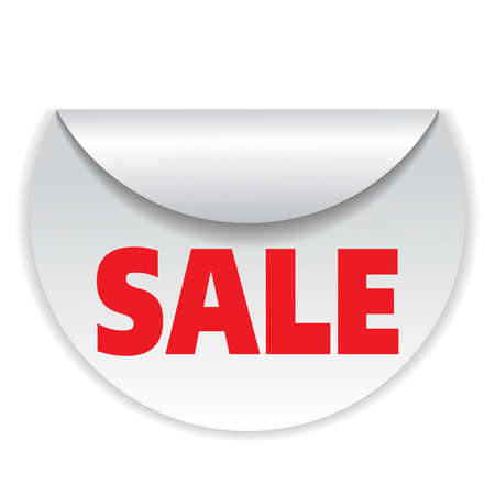 Round white sticker for sale. A sale sign. Vector illustration.のイラスト素材