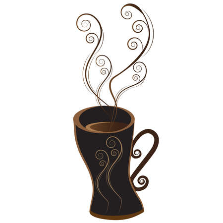 A cup with decorative elements. Coffee design elements. Vector illustration.のイラスト素材