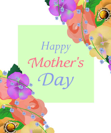 Background Mothers day with beautiful flowers greeting card. Design for posters, banners or cards. Vector illustration.のイラスト素材